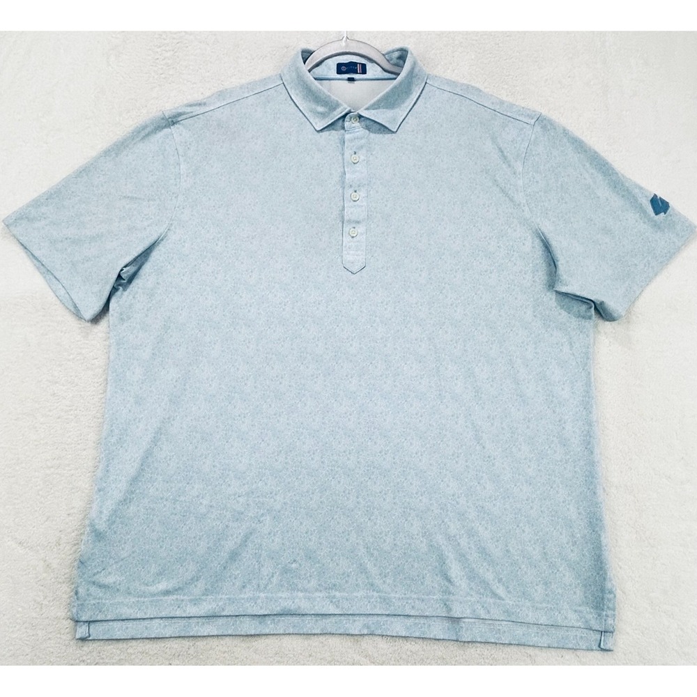 Stitch Shirt Polo Men XL Blue White Paisley Floral Stretch Golf  S/S Button Down